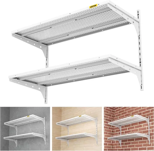 Miniatura 10 de Aecxm Paquete de 1 estantería de garaje de 1.3 x 3 pies para montaje en pared, capacidad de carga de 400 libras, 15.6 x 36 pulgadas por estante