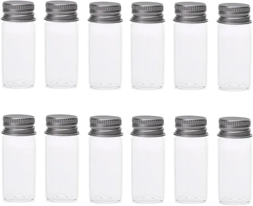 Miniatura 8 de 12 botellas vacías de vidrio portátil de viaje transparente con tapa de aluminio plateado, polvos de aceite esencial, pomadas de crema, recipientes