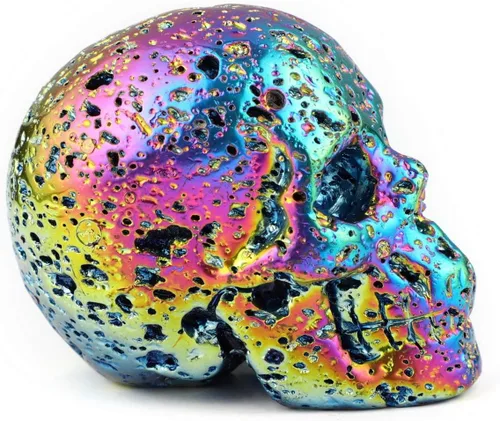 Miniatura 4 de Skullis Calavera de cristal de piedra de lava caliente de 2.0 pulgadas, escultura de arte fino de piedra preciosa tallada a mano, estatua de piedra