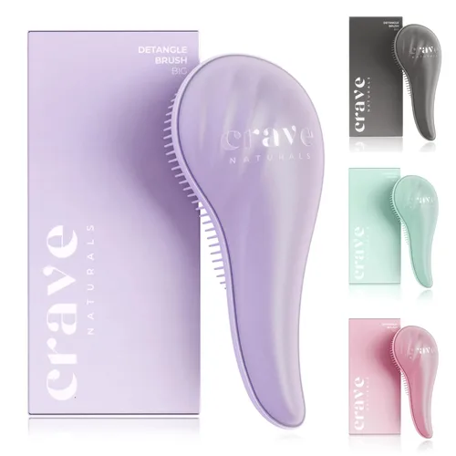 Miniatura 9 de Crave Naturals Cepillo para desenredar el cabello grande negro – Cepillo deslizante para desenredar el cabello para mujeres, niños y bebés – Cuidado