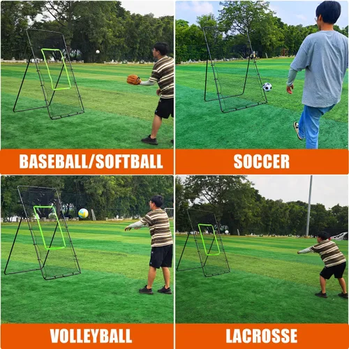 Miniatura 5 de 4x7ft Adjustable Volleyball Rebounder with Volleyball and Bag for Practice Complete Set 5 Adjustable Angles Large Practice Area Multi