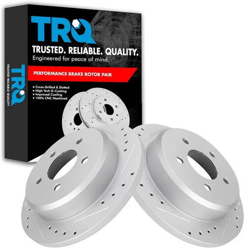 Miniatura 236 de TRQ Juego de rotores de freno de rendimiento trasero con revestimiento G premium compatible con Mazda 6 2014-2021