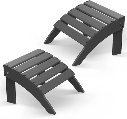Miniatura 35 de Briopaws Otomana Adirondack plegable, silla Adirondack de polietileno de alta densidad resistente a la intemperie, reposapiés de plástico para Blanco