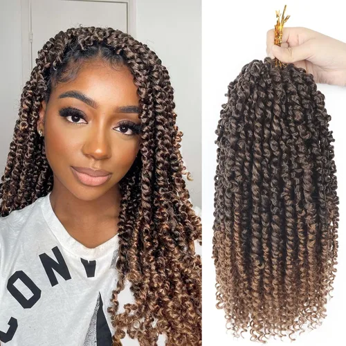 Miniatura 17 de Bileaf Cabello de Ganchillo Passion Twist Pre-retorcido de 10 Pulgadas, 8 Paquetes de Ganchillo Passion Twist, Cabello Corto Passion Twist