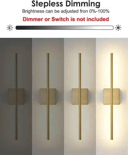 Miniatura 4 de KARTOOSH Juego de dos apliques de pared modernos, apliques de pared regulables con cableado, rotación de 350°, lámparas de pared LED de latón