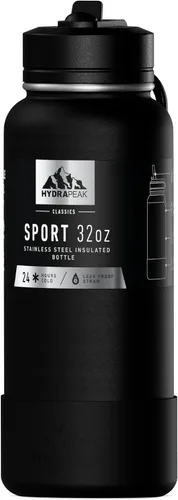 Miniatura 17 de Hydrapeak Botella de agua deportiva aislada de 32 onzas con tapa con popote, a prueba de fugas y derrames, mantiene las bebidas frías durante 24