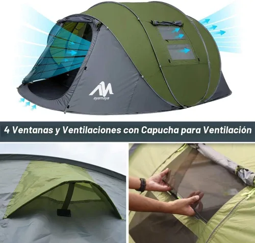Miniatura 7 de 6 Person Easy Pop Up Tents for Camping - AYAMAYA Double Layer Waterproof Instant Tent with Vestibule & Porch, Large Size Family Tent Automatic Setup