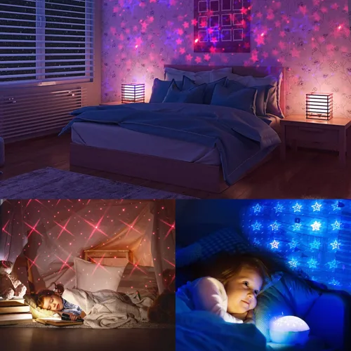 Miniatura 6 de Luz nocturna de estrella USB, 9 modos funcionales, 24 efectos de iluminación, decoraciones estroboscópicas activadas por sonido