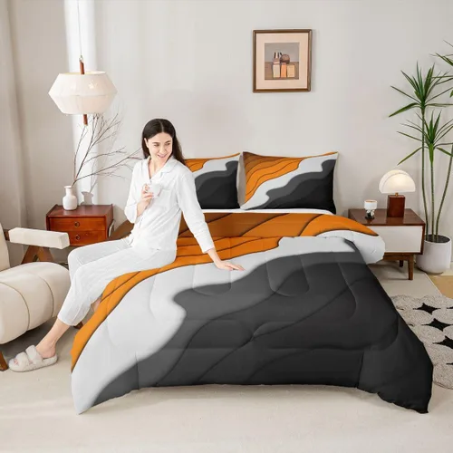 Miniatura 2 de Erosebridal Juego de ropa de cama abstracta con diseño de olas marinas tamaño Queen, juego de edredón y juegos de ropa de cama con temática de playa