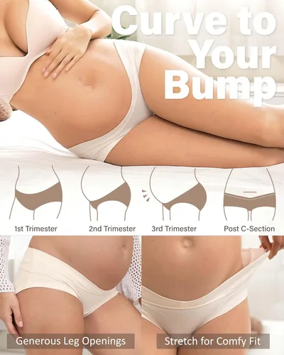 Miniatura 3 de Intimate Portal Ropa Interior de Maternidad de Algodón para Embarazo Posparto Calzones Debajo del Vientre Estilo Boyshort