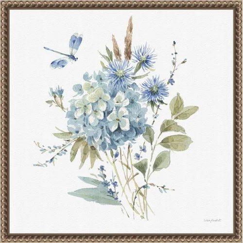 Amanti Art Lisa Audit - Lienzo enmarcado para pared, 16 x 16 pulgadas, azul bohemio 04A (Ramo de flores) por Lisa Audit, lienzo enmarcado para