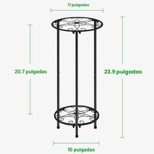 Miniatura 5 de CASIMR - Soporte para plantas para interiores y exteriores, estante de metal inoxidable para flores, 2 niveles de 23.9 pulgadas, soporte alto