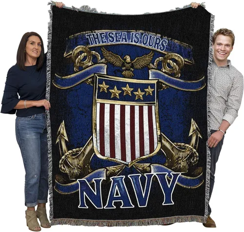 Miniatura 16 de Pure Country Weavers PCW - Manta familiar de la Marina de los Estados Unidos, manta militar de regalo para la parte posterior del sofá o sofá