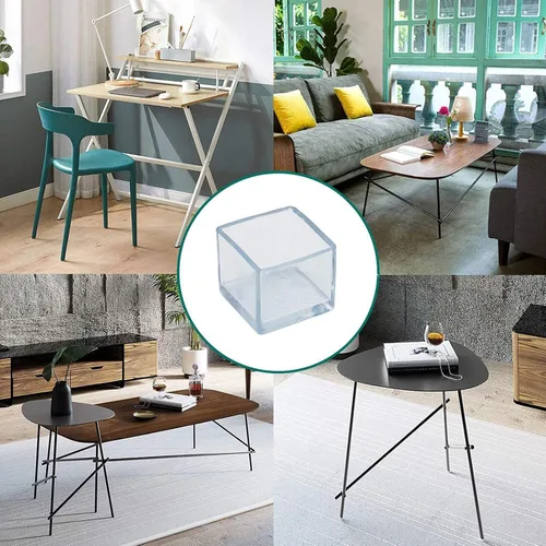 Miniatura 7 de 16 puntas de goma antideslizantes transparentes cuadradas para patas de silla, protectores de suelo de muebles, fundas para patas de silla, mesa