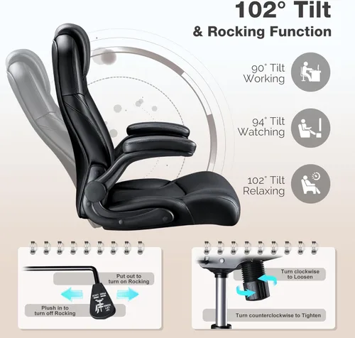 Miniatura 4 de Furmax Silla de oficina grande y alta de 500 libras, sillas de oficina resistentes, silla ergonómica de escritorio con respaldo alto, reposabrazos