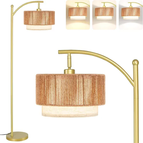 Miniatura 10 de Lámparas de pie SUNMORY para sala de estar con bombilla LED de 12W, lámpara de pie de arco con 3 temperaturas de color, lámparas de pie modernas