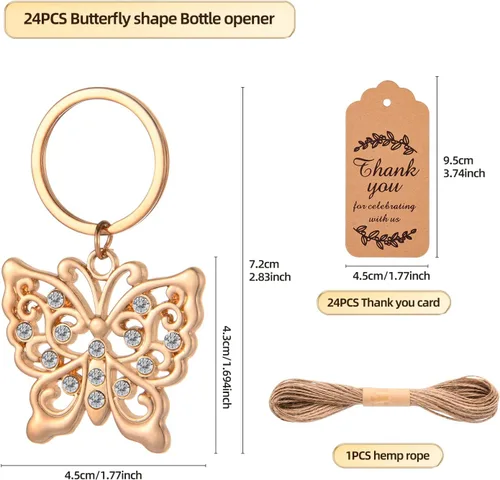 Miniatura 2 de 24 llaveros de mariposa con diseño de mariposa para despedida de soltera, llaveros con forma de mariposa para invitados de boda, fiesta, baby