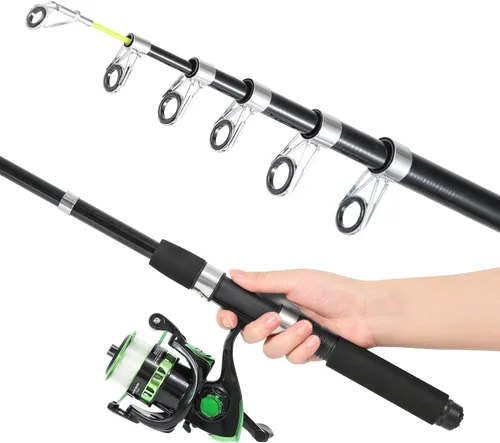 Miniatura 4 de Tripquips Caña de pescar, caña de pescar telescópica de 6.9 pies y carrete combinado con alicates de pesca y agarre de labios equipo de pesca, Combo