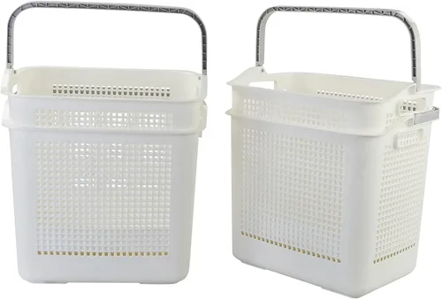 Miniatura 7 de Bringer Cestas de plástico para lavandería de 35 L con asa, paquete de 4 cestas sucias, color blanco