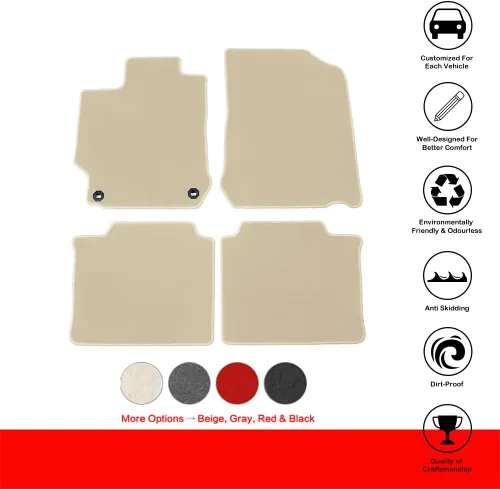 Miniatura 2 de IKON MOTORSPORTS, alfombrilla compatible con Toyota Camry 2012-2017, alfombrillas de nylon beige para el suelo del coche, delanteras y traseras