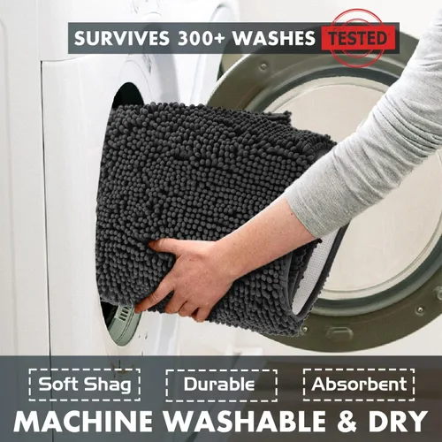 Miniatura 5 de LuxUrux - Juego de alfombrillas de microfibra de felpilla extrasuave de 1 pulgada de alto, muy absorbentes, para usar en el baño o la ducha