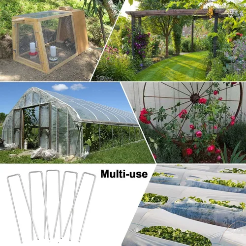Miniatura 6 de Petgrow Estacas de Jardín de 6 Pulgadas Grapas de Paisaje Galvanizadas, Grapas de Césped Tipo U para Césped Artificial, Estacas Clavijas de Césped a