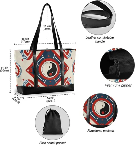 Miniatura 4 de Chinese Culture Bagua Pattern Portable tote bag laptop with zipper laptop tote bags for work for ladies with maletin ejecutivo para mujer