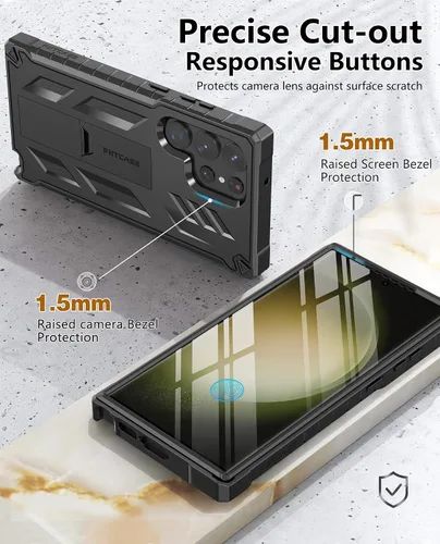 Miniatura 5 de FNTCASE Funda para Samsung Galaxy S23-Ultra: protección de grado militar a prueba de caídas cubierta móvil con soporte TPU resistente a prueba