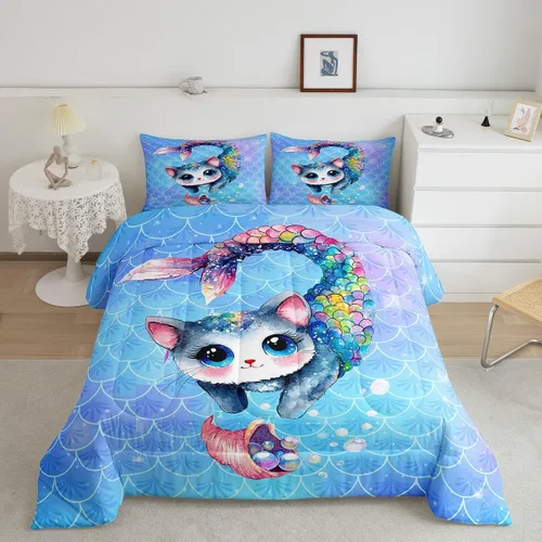 Miniatura 54 de Feelyou Juego de edredón de coche de dibujos animados para niños, edredón de construcción para niños, juego de ropa de cama de camiones y equipos