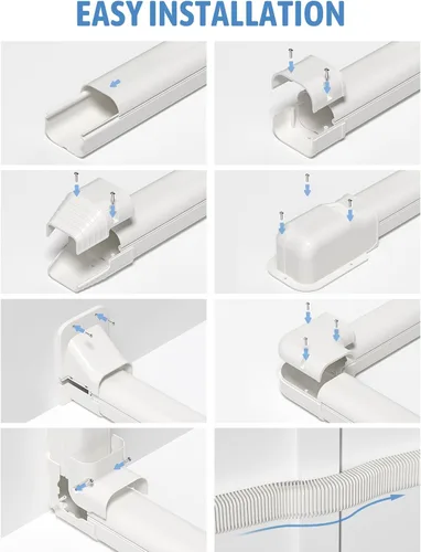 Miniatura 4 de Kit de cubierta de línea de 3 pulgadas de ancho x 16 pies de largo para mini aire acondicionado dividido sin conductos, cubierta decorativa de PVC