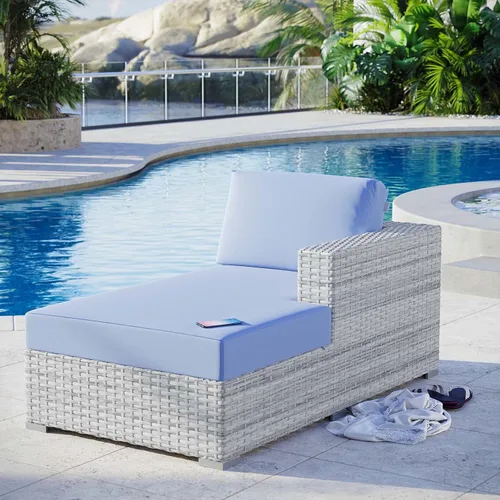 Miniatura 22 de Modway Convene - Otomana rectangular de mimbre para patio al aire libre, color gris claro