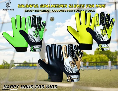 Miniatura 6 de Keeperking Guantes de portero de fútbol – Guantes de portero de fútbol para niños, niños y jóvenes, con doble protección para la muñeca y látex