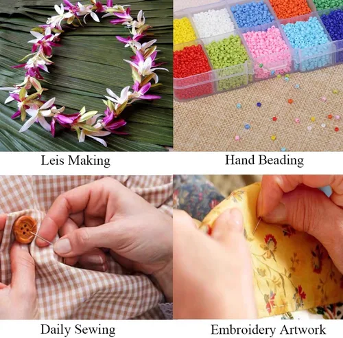 Miniatura 7 de 10 agujas Lei para fabricación de Leis, aguja de costura de ojos grandes de 4.7 pulgadas para manualidades, aguja larga de Lei para hacer flores