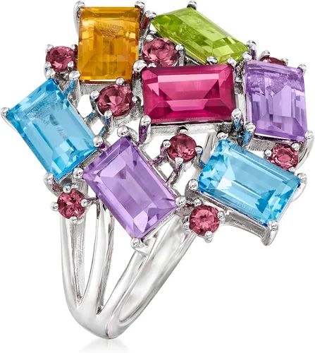 Miniatura 3 de Ross-Simons Anillo de racimo de piedras múltiples de 4.50 quilates en plata de ley, Piedra preciosa, amatista