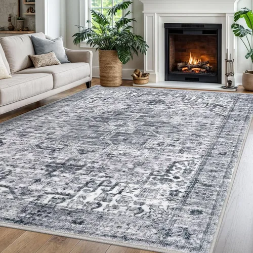 Miniatura 94 de SIILOOM Alfombra lavable de 2 x 3 pies, alfombra suave color taupe ceniza para entrada, tapete antideslizante para puerta de interior, tapete