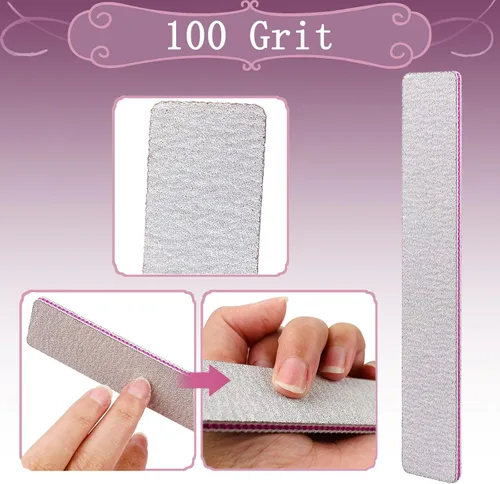 Miniatura 2 de HeeYaa Lima de uñas, 12 unidades, profesional, reutilizable, grano 100/180, de doble cara, lavable, herramientas de manicura para extensión de uñas