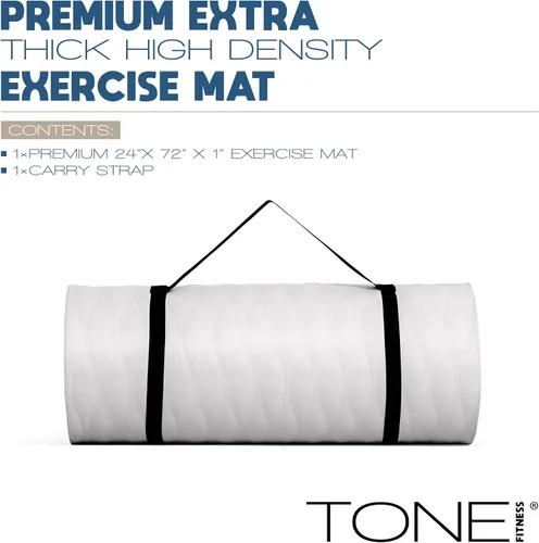 Miniatura 2 de Tone Fitness Esterilla de yoga de 1 pulgada de grosor Alfombrilla de ejercicio antideslizante de alta densidad con correa de transporte para yoga