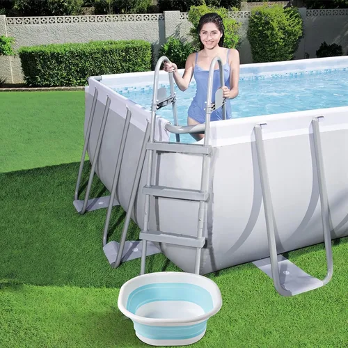 Miniatura 2 de Bañera de pies portátil para piscina, plegable, lavabo de pies para piscina, accesorios para piscinas sobre el suelo (baños azules)