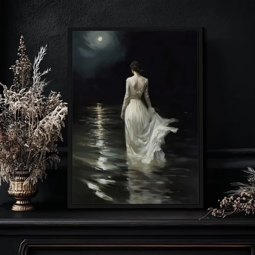 Miniatura 7 de Arte de pared enmarcado de mujer melancólica Arte de pared de academia oscura Pintura decorativa victoriana gótica Arte de mujer en impresión