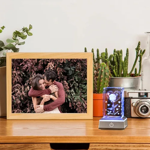 Miniatura 6 de YWHL Cristal romántico grabado en 3D con texto en inglés "I Love You", regalos para su novia, esposa, en aniversario, día de la madre, regalos