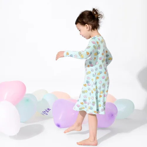 Miniatura 3 de Bellabu Bear Vestidos de bambú para niñas, manga corta y manga larga, viscosa de bambú