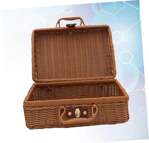 Miniatura 2 de NUOBESTY Organizador de maquillaje tejido, soporte portátil para cosméticos con múltiples compartimentos para cepillos faciales, caja