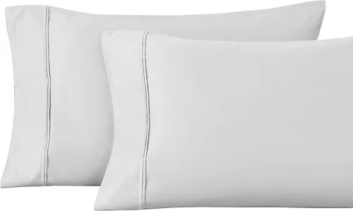 Miniatura 14 de Superior Juego de fundas de almohada estándar de 1200 hilos, 100% algodón egipcio, suave y transpirable, 2 piezas, color verde azulado