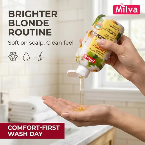 Miniatura 3 de Milva Champú con extracto natural de manzanilla - Da suavidad y brillo al cabello 6.8 fl oz por Milva Paraben-Free Formula, Silicone/Sulfate-Free