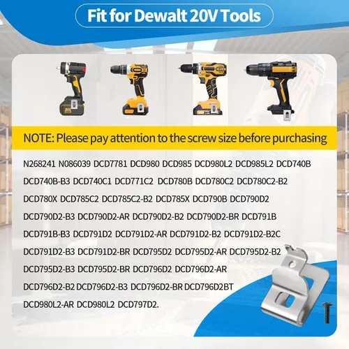 Miniatura 7 de 4 piezas de clips de cinturón para Dewalt, clip de repuesto premium de acero inoxidable 304, con tornillos, para Dewalt DCD7771 Compatible