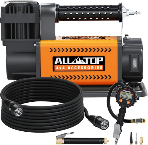 ALL-TOP Compresor de Aire con Medidor de Presión Digital Kit Inflador de Neumáticos, Inflador Portátil de 12V 7.06 pies³/Min, Bomba de Aire para