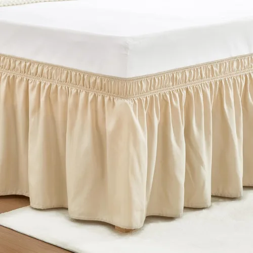 Miniatura 33 de Vocander Falda de Cama Rosa Tamaño Individual con Caída de 14 Pulgadas, Falda de Cama Elástica con Volantes Antipolvo, Fácil de Colocar, Faldas