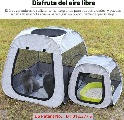 Miniatura 7 de Tenrai Corralito Portátil para Gatos, Diseño Trapezoidal para Mejor Estabilidad, Carpa Plegable para Mascotas para Uso Interior y Exterior