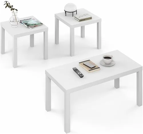 Miniatura 18 de Furinno Viola Mesa de Café, Mesa de Centro Moderna de 3 Niveles con Tablero de 1.2 Pulgadas de Grosor, Mesa Auxiliar con Estante Abierto y Blanco