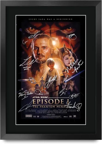 Miniatura 31 de HWC Trading Star Wars Episodio 1 La Amenaza Fantasma Regalos Presentación Impresa Autografiada Montaje para Fans de Recuerdos de Películas - 16" x